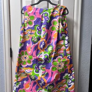 Handmade 70s Colorful Floral Sleeveless Dress